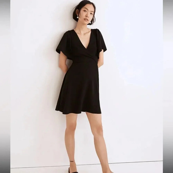 Madewell Dresses & Skirts - Madewell Cape-Sleeve Black Mini Dress